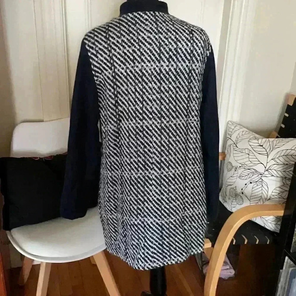 Cartonnier wool Color block tweed long coat NWT L - Picture 5 of 10